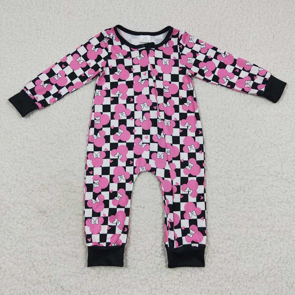 Baby Girls Cartoon Long Sleeve Zip Rompers