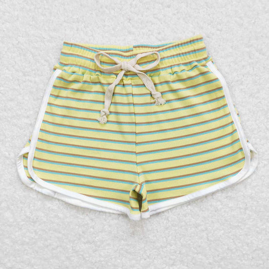 Baby Girls Green Stripes Summer Sports Design Shorts