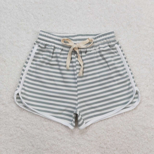 Baby Girls Grey Blue Stripes Summer Sports Design Shorts