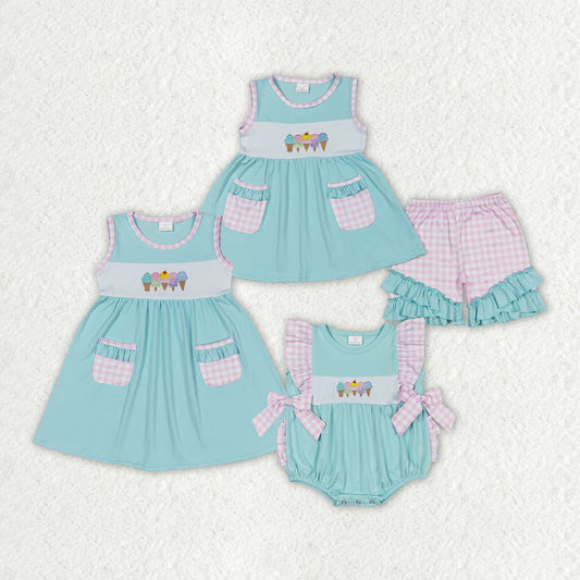 Baby Girls Popsicle Sibling Sister Rompers Dresses Outfits Clothes Sets