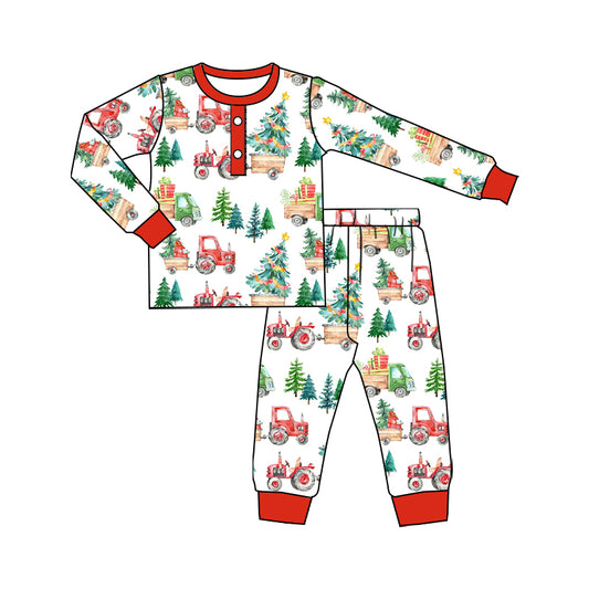 Baby Boys Christmas Tree Tractor Pants Pajamas Clothes Sets preorder(moq 5)