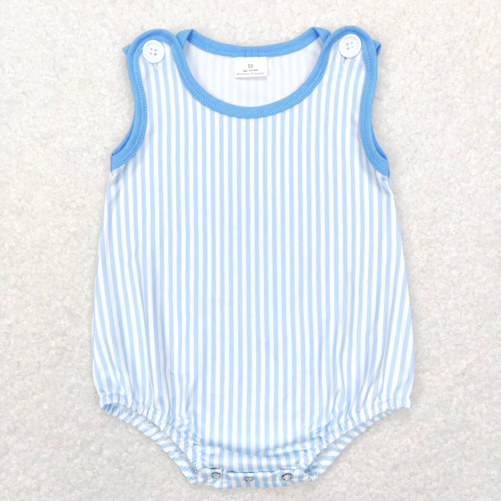 Baby Infant Boys Blue Stripes Sleeveless Rompers