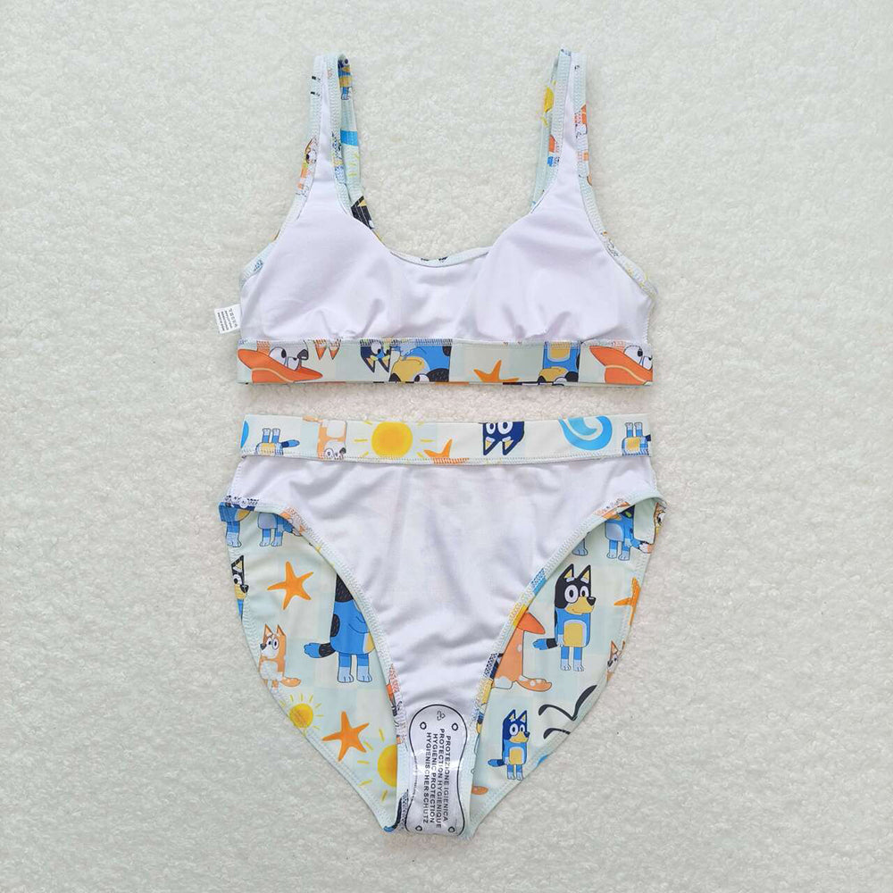 Adult Women Dog Family Starfish Top Bottom Swimsuits Sets