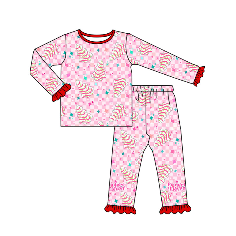 Baby Girls Christmas Tree Cake Pajamas Pants Clothes Sets preorder(moq 5)