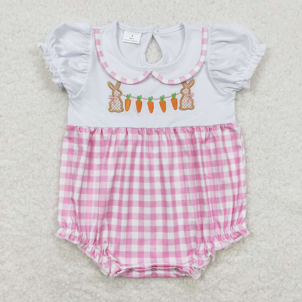 Baby Infant Girls Easter Rabbit Carrot Short Sleeve Rompers