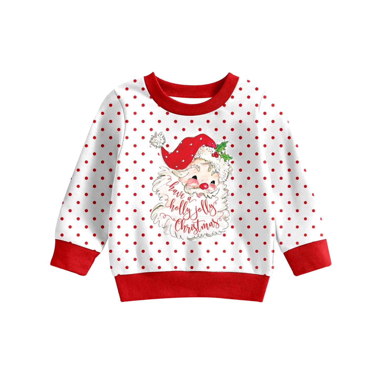 Baby Girls Christmas Red Dots Santa Long Sleeve Tee Shirts preorder(moq 5)