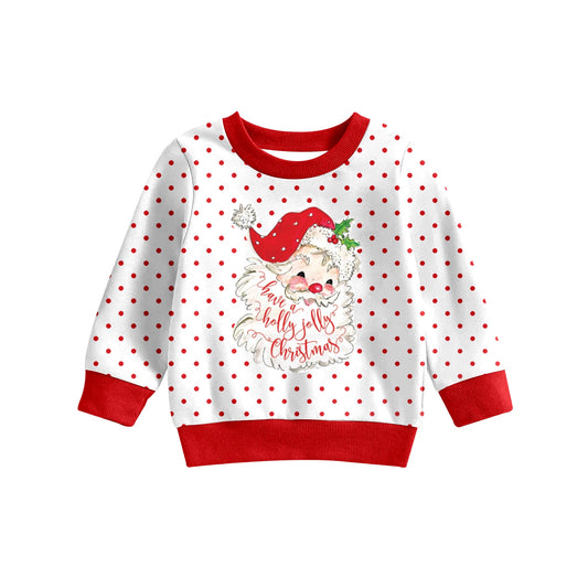 Baby Girls Christmas Red Dots Santa Long Sleeve Tee Shirts preorder(moq 5)