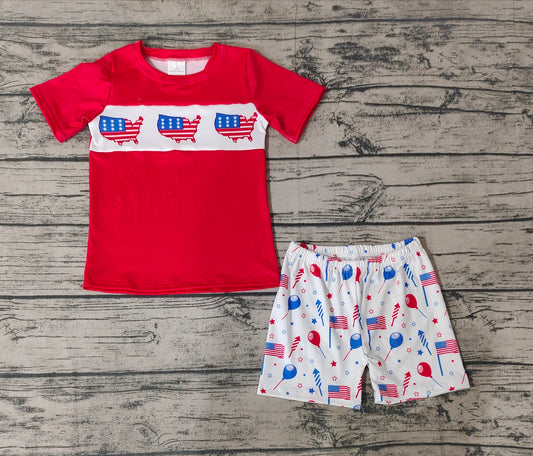 Baby Boys 4th Of July Flags Balloons Shirt Summer Shorts Clothes Sets preorder