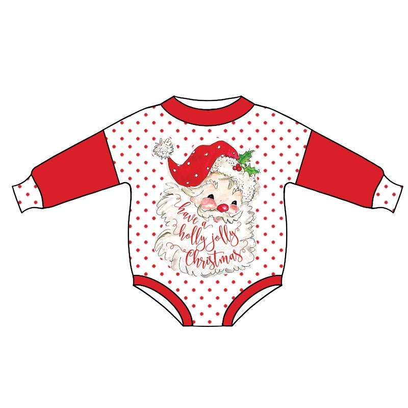 Baby Girls Christmas Red Dots Santa Long Sleeve Rompers preorder(moq 5)