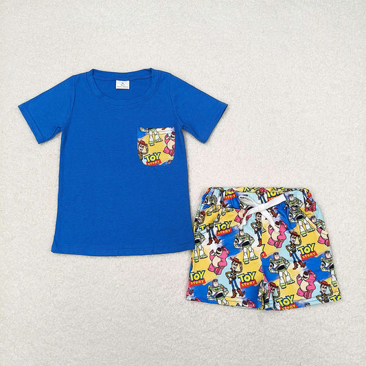 Baby Boys Blue Short Sleeve Tee Shirts Tops Toys Shorts Clothes Sets