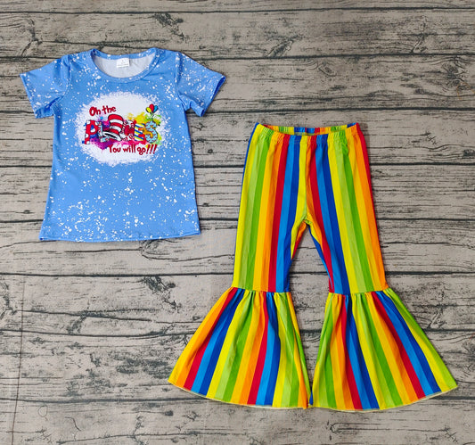 Baby Girls Dr Reading Shirt Bell Rainbow Stripes Pants Clothes Sets