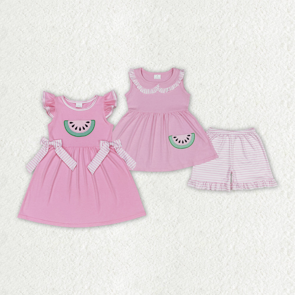 Baby Girls Watermelon Pink Sibling Dress Clothes Sets