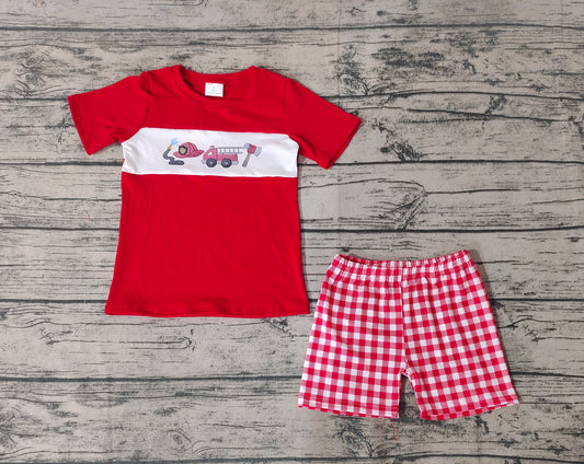 Baby Boys Fire Truck Red Shirt Shorts Outfits Clothes Sets