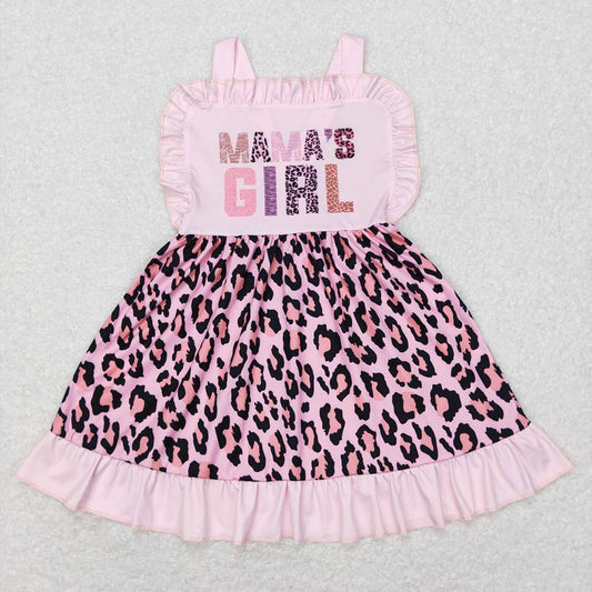 Baby Girls Mama's Girl Pink Leopard Straps Ruffle Sibling Clothing