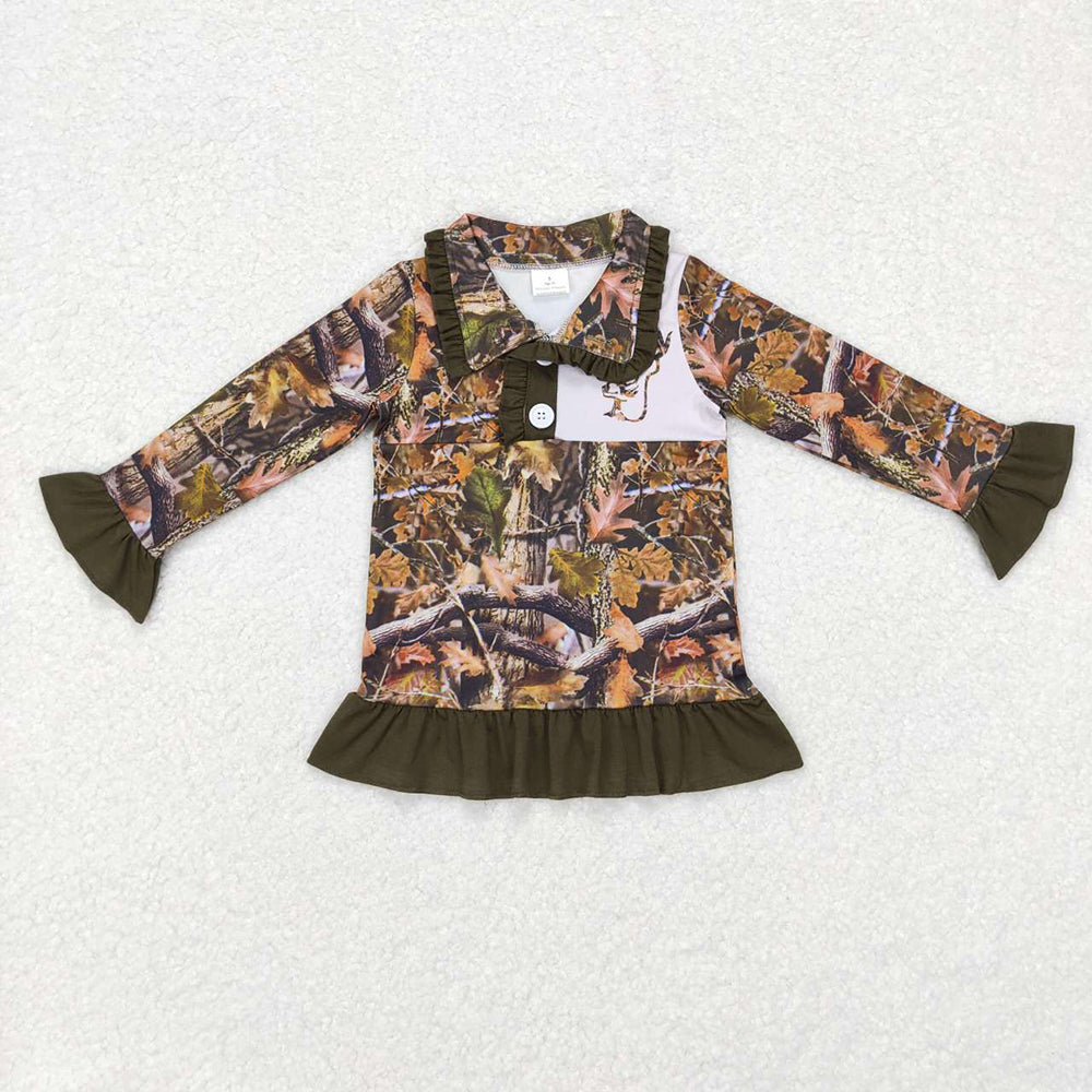 Baby Girls Camo Hunting Deer Ruffle Pullover Jackets Tops