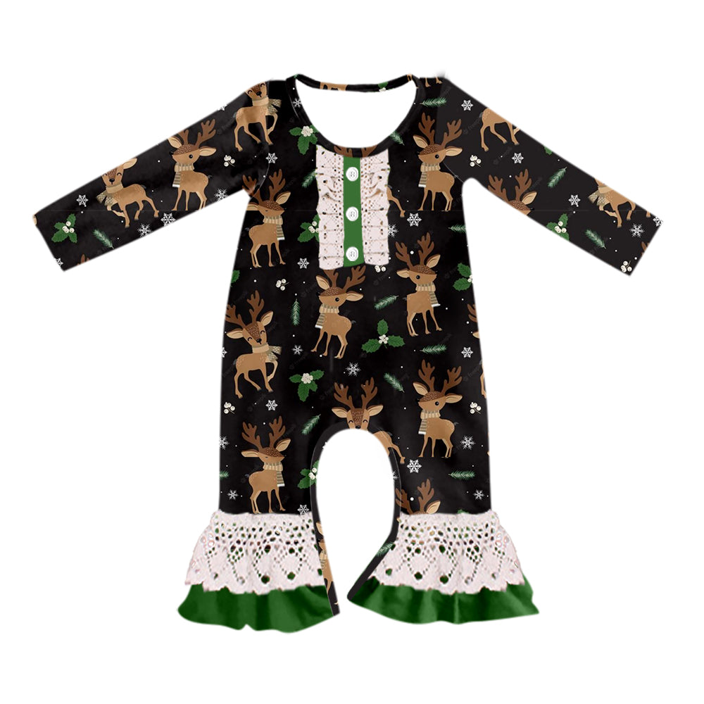 Baby Kids Infant Winter Deer Ruffle Rompers preorder(moq 5)