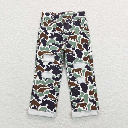 Baby Boys Green Camo Distressed Denim Pants