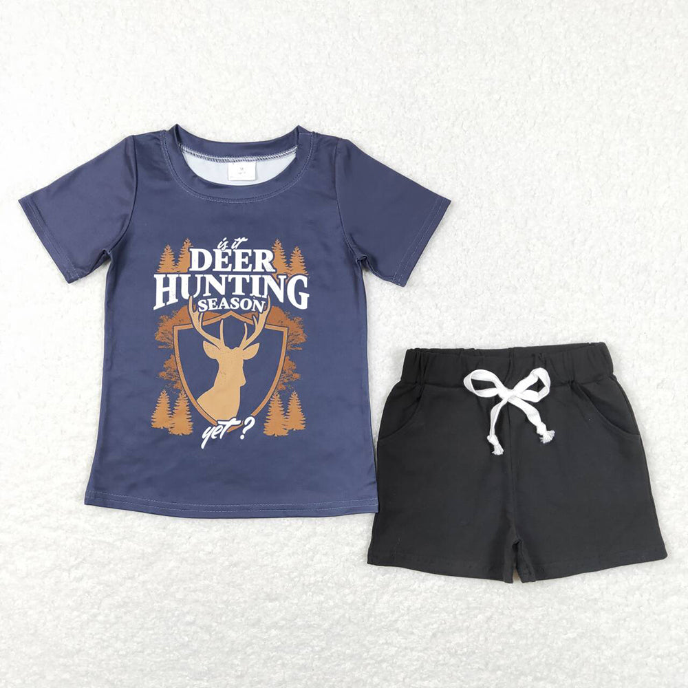 Baby Boys Dear Hunting Tee Shirts Shorts Summer Clothes Sets