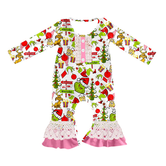 Baby Kids Infant Christmas Face Ruffle Rompers preorder(moq 5)