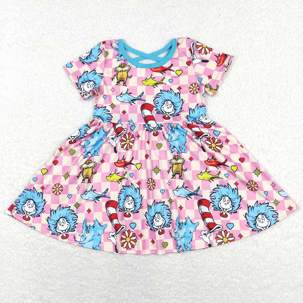 Baby Girls Pink Checkered Dr Reading Sibling Designs Clothes Sets