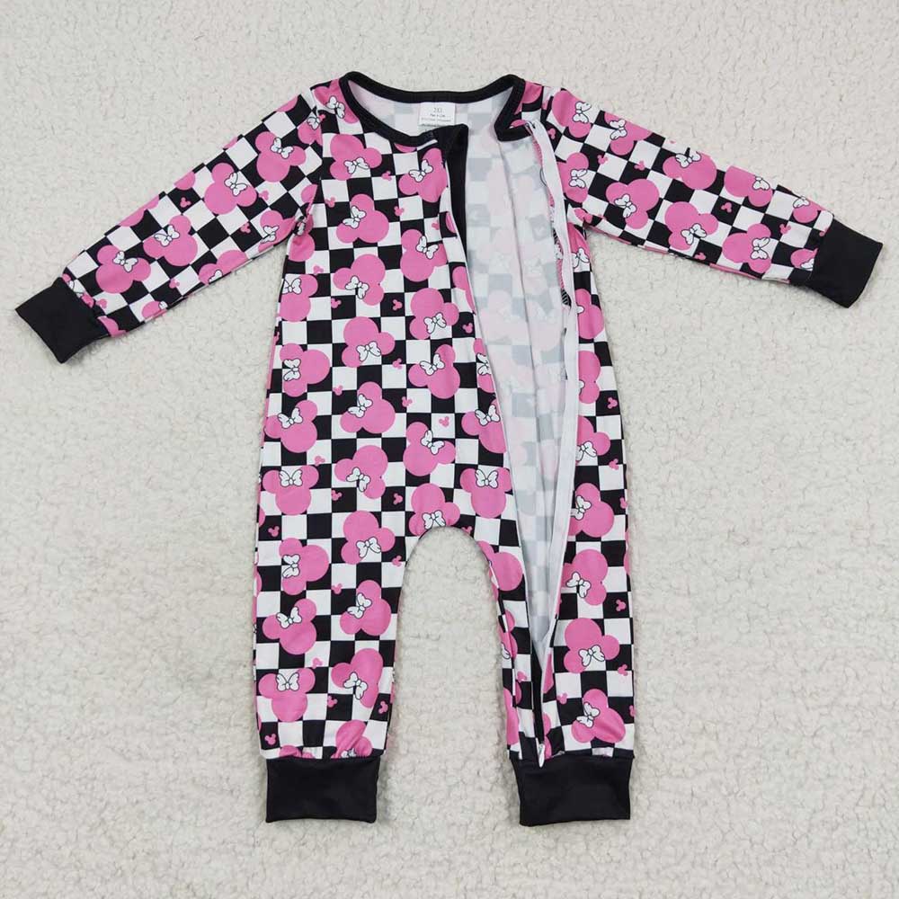 Baby Girls Cartoon Long Sleeve Zip Rompers