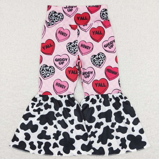 Baby Girls Valentines Western Hearts Bell Bottom Pants