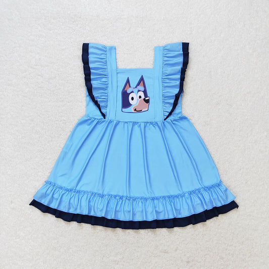 Baby Girls Dogs Blue Knee Length Dresses