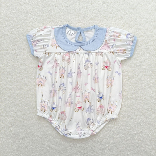 Baby Infant Girls Princess Castle Short Sleeve Rompers