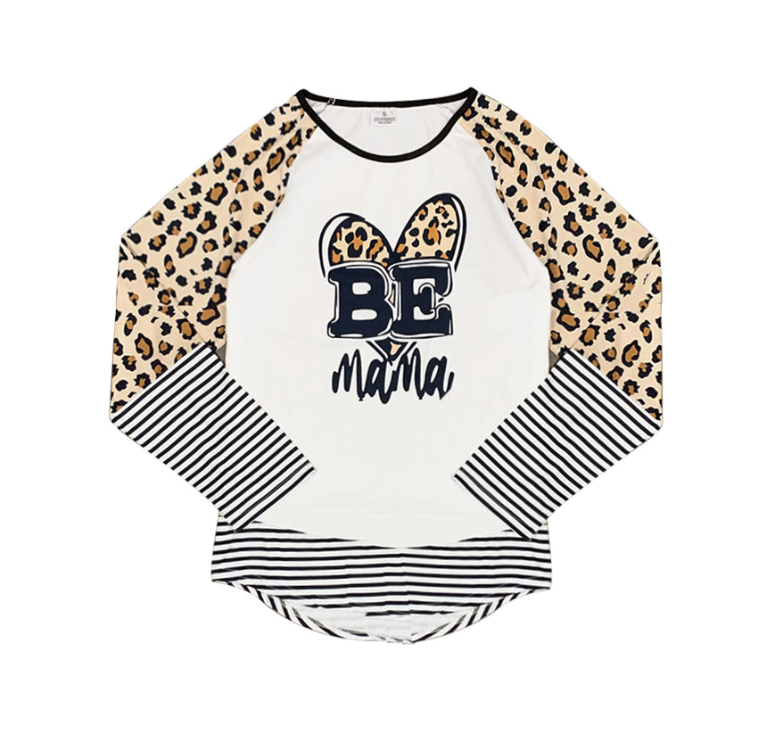 Adult Women Mama Be Mine Long Sleeve Leopard Tee Shirts Preorder(moq 5)