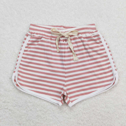 Baby Girls Pink White Stripes Summer Sports Design Shorts