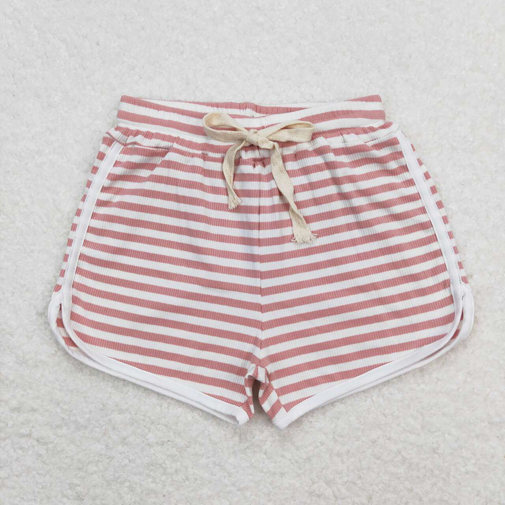 Baby Girls Pink White Stripes Summer Sports Design Shorts