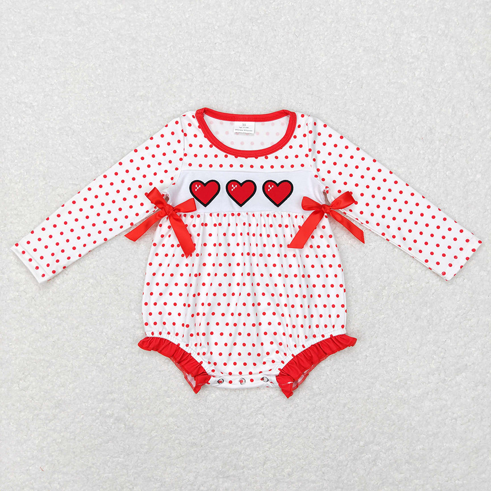 Baby Infant Girls Hearts Valentines Long Sleeve Rompers