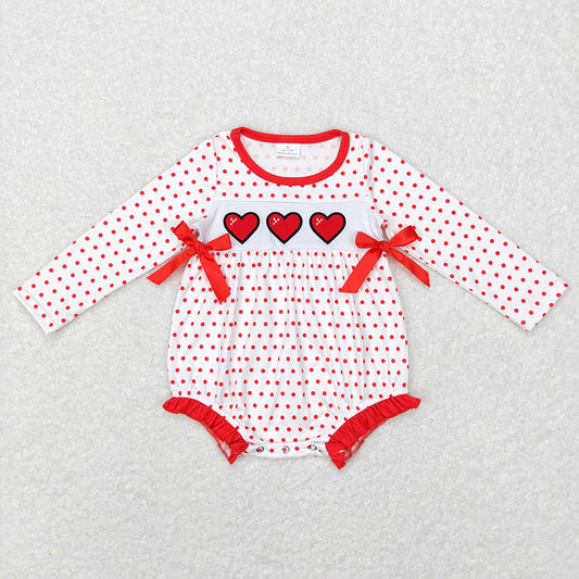 Baby Infant Girls Hearts Valentines Long Sleeve Rompers