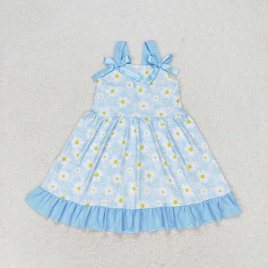 Baby Girls Daisy Flowers Bows Knee Length Dresses