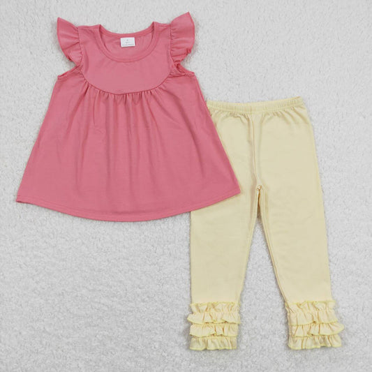 Baby Girls Dark Pink Tunic Top Icing Ruffle Legging Clothes Sets