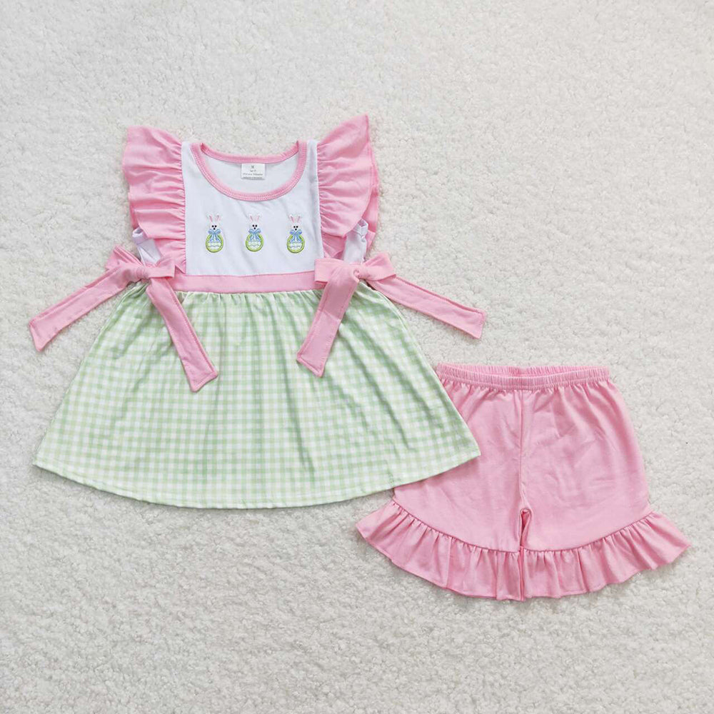 Baby Girls Easter Bunny Bows Tunic Tops Shorts Outfits Clothes Sets