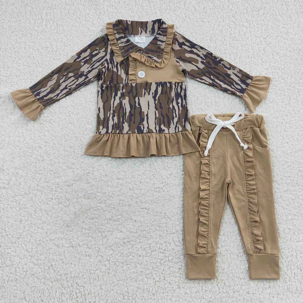 Baby Girls Boys Fall Camo Shirt Khaki Pants Sibling Clothing Sets