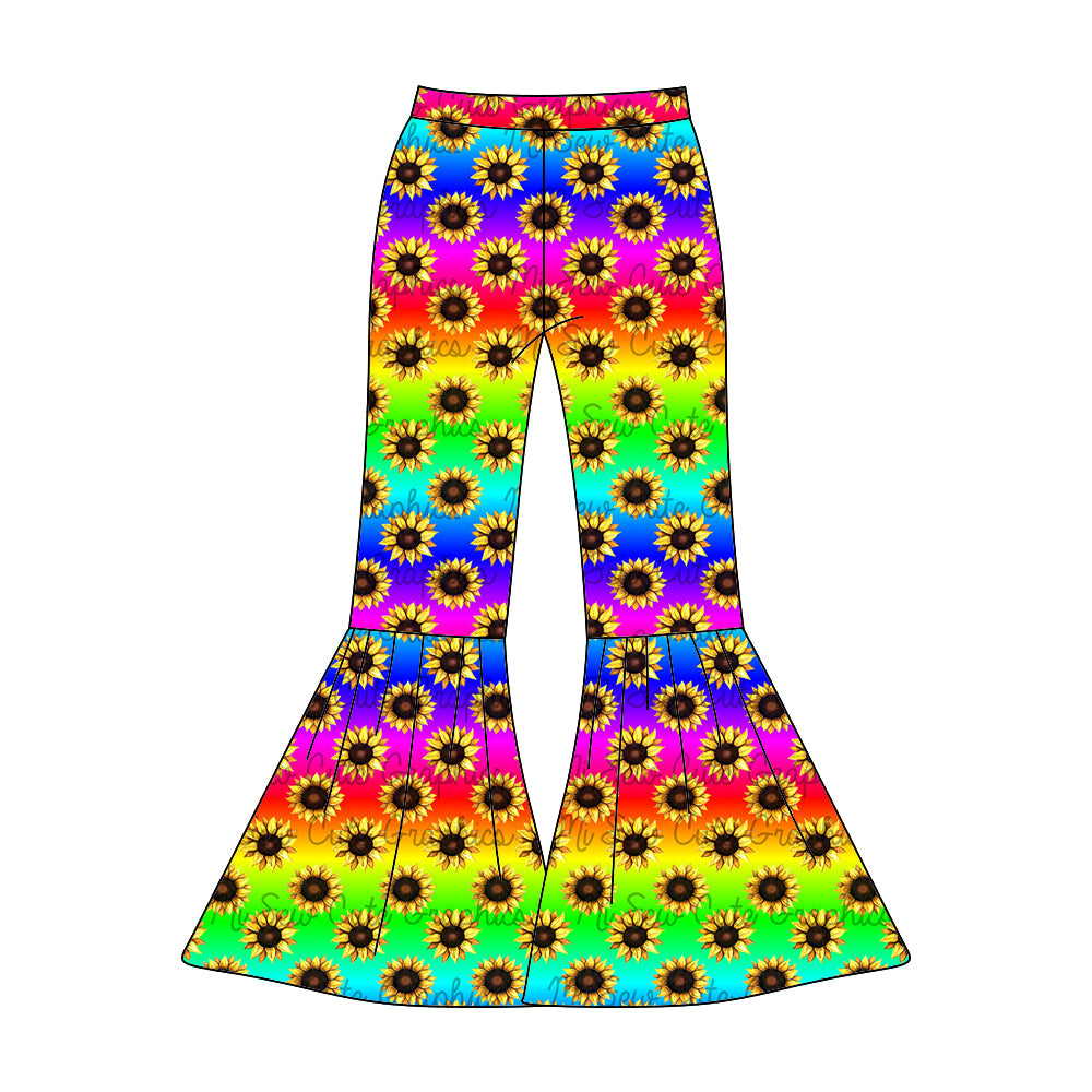 Adult Women Sunflower Colorful Bell Bottom Pants Preorder(moq 5)