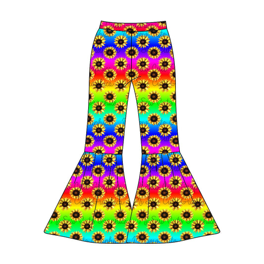 Adult Women Sunflower Colorful Bell Bottom Pants Preorder(moq 5)