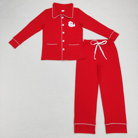 Adult Women Christmas Santa Red Color Pocket Top Pajamas Sets