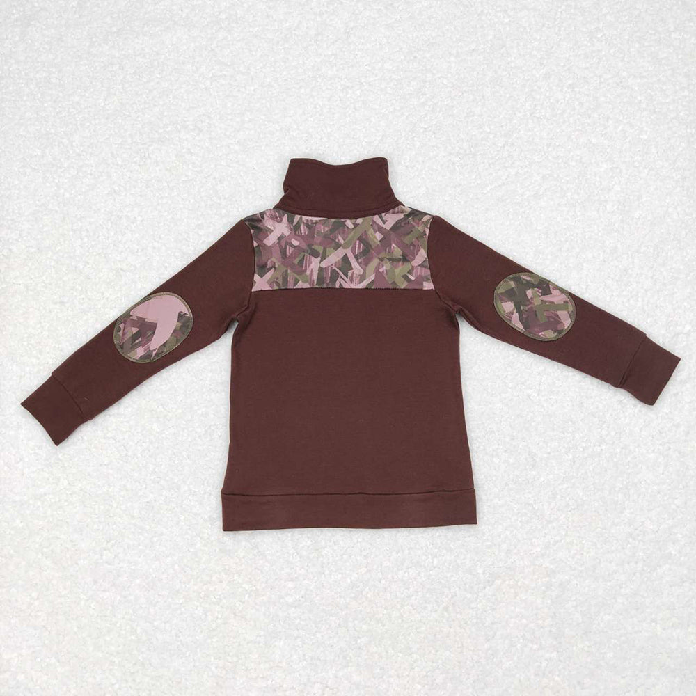 Baby Boys Camo Brown Zip Long Sleeve Pullover Tops