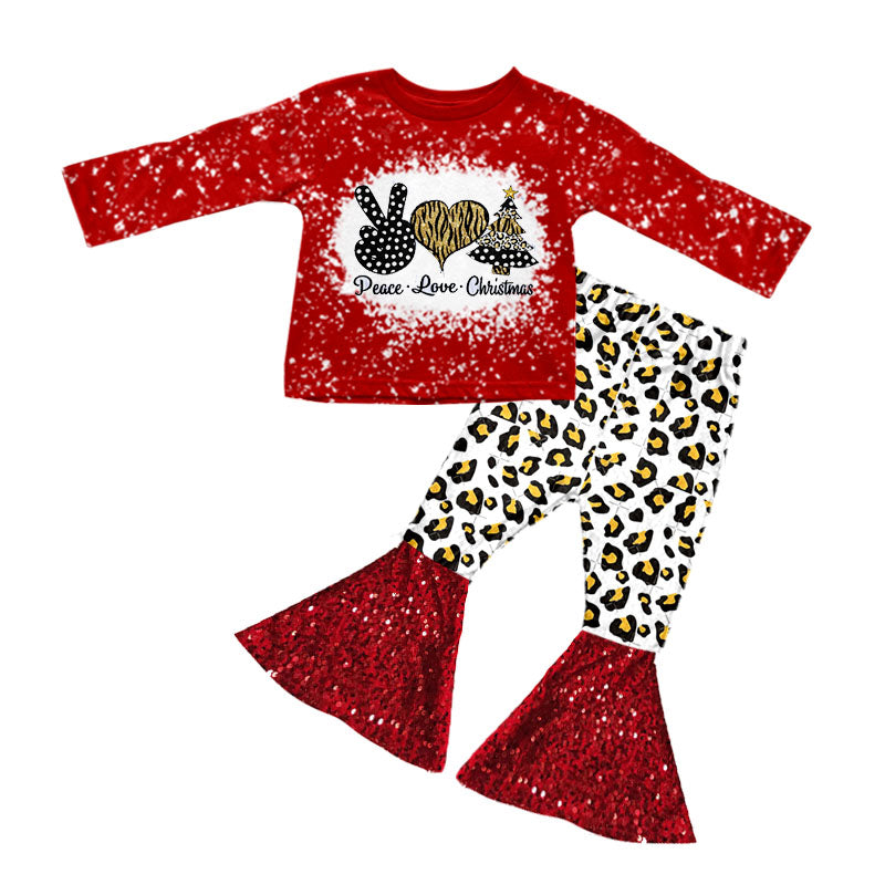 Baby Girls Christmas Leopard Bell Clothing Sets preorder(moq 5)