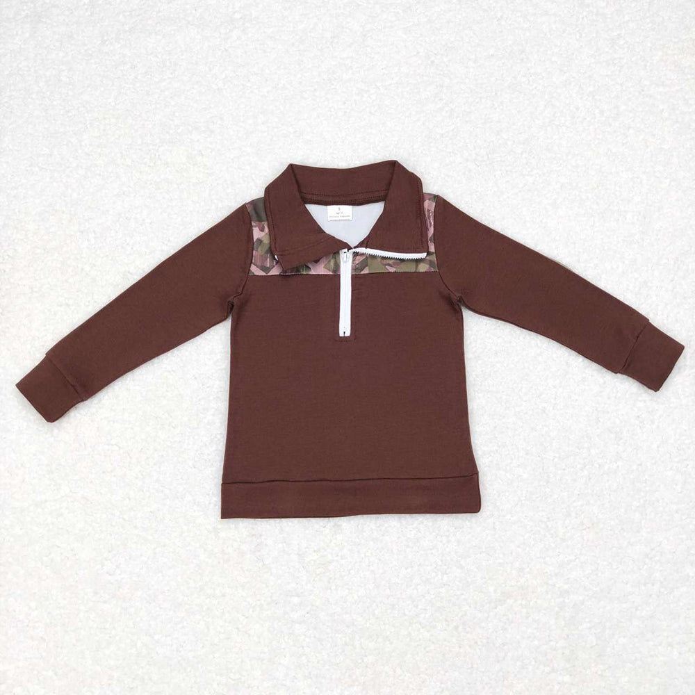 Baby Boys Camo Brown Zip Long Sleeve Pullover Tops