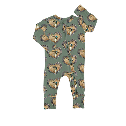 Baby Girls Hunting Duck Long Sleeve Zip Rompers preorder(moq 5)