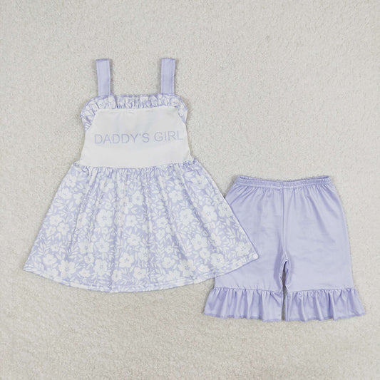 Baby Girls Daddy's Girl Straps Tunic Top Summer Ruffle Shorts Clothes Sets