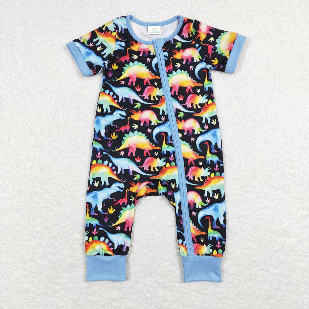 Baby Infant Boys Dinosaur Colorful Zip Rompers