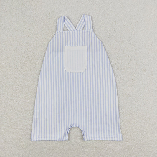 Baby Infant Boys Blue Stripes Pocket Rompers