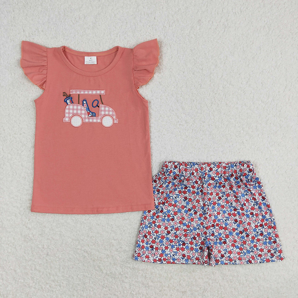 Baby Girls Golf Flutter Sleeve Tee Shirt Top Shorts Clothes Sets
