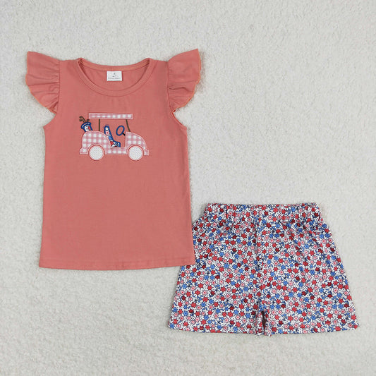Baby Girls Golf Flutter Sleeve Tee Shirt Top Shorts Clothes Sets