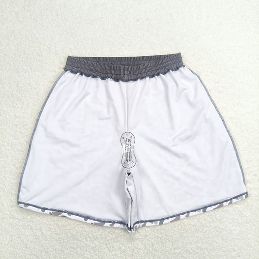 Adult Man Grey Camo Bottom Trunk Drawstrings Shorts Swimwear